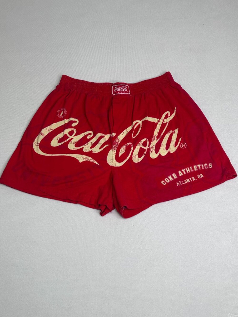 Coca-Cola Brand Red Graphic Athletic Lounge Boxer Shorts Size Small